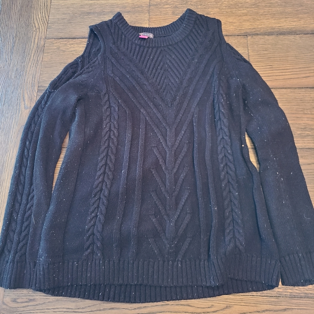 Black sweater with open shoulder